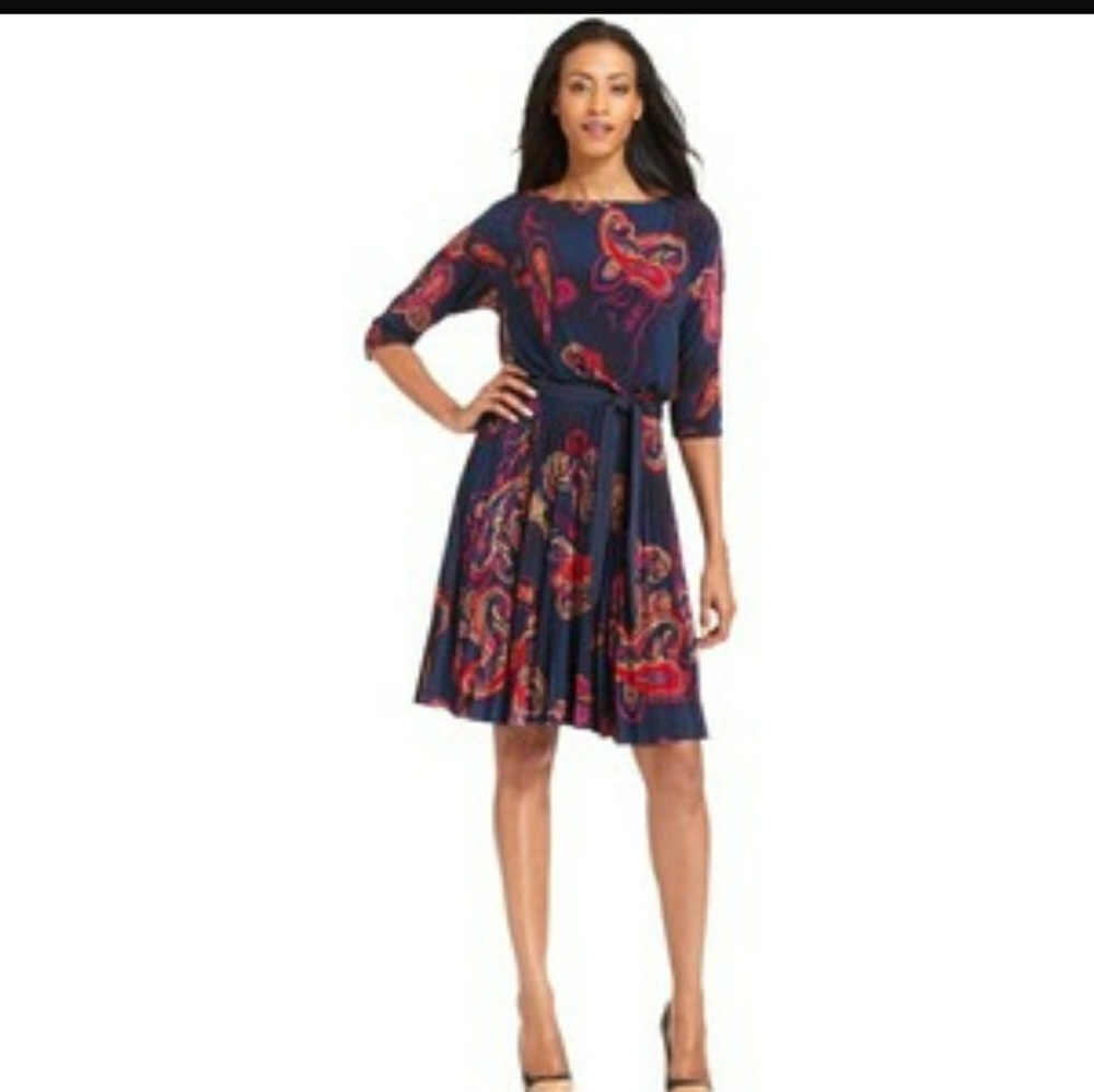 Charter Club Dress short Aleve pleated print